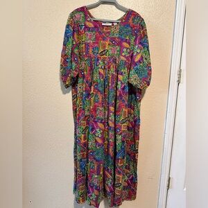 Vintage‎ Erika Taylor Floral Boho Hippie Gypsy Dress Size Large